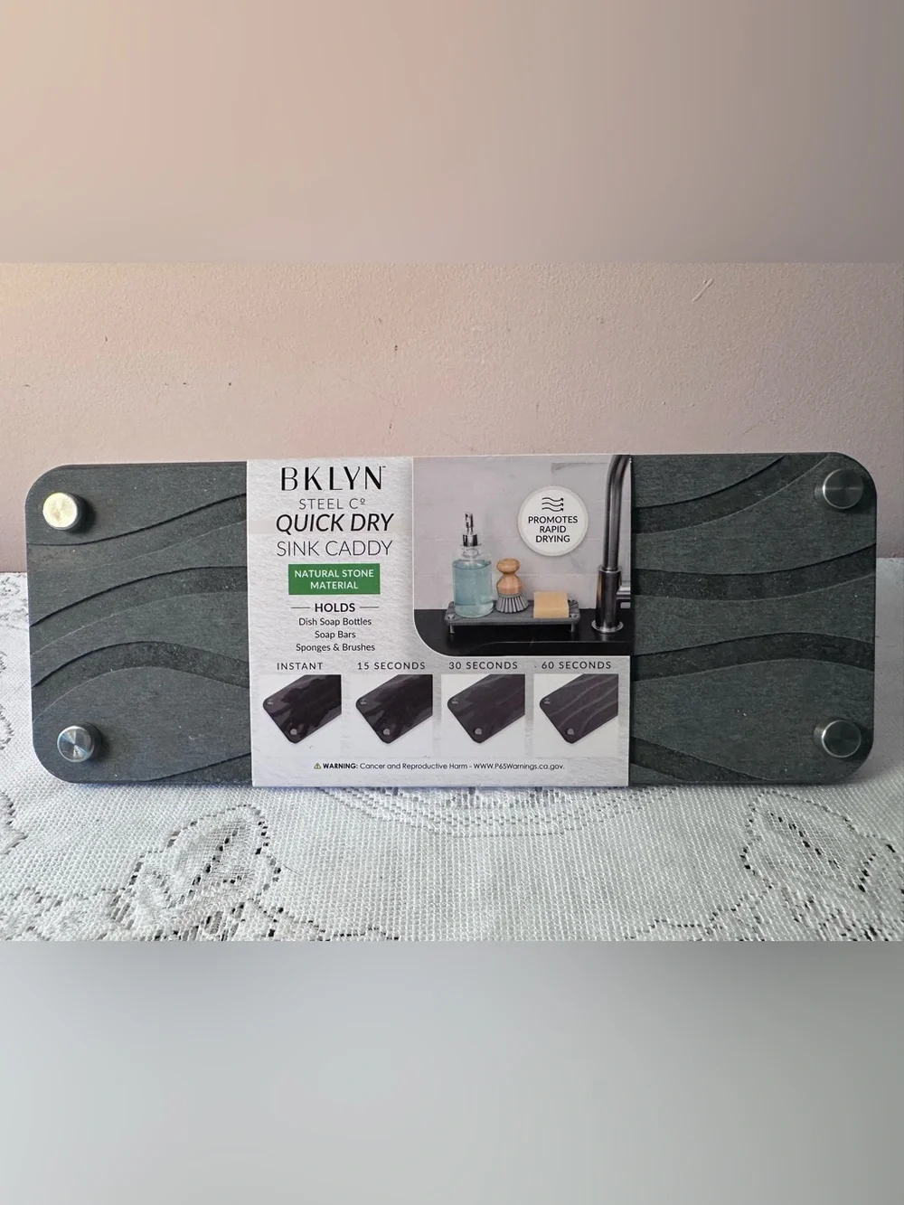 BKLYN Steel Core Quick Dry Sink Caddy - Dark Gray